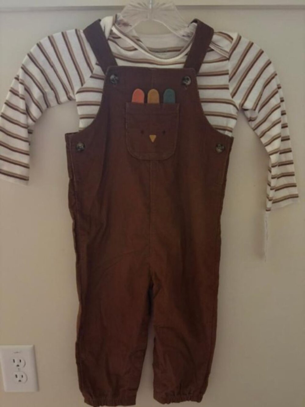 Boys Carters Baby 2 Piece Thanksgiving Turkey Overalls Set Size 24 Months NWT